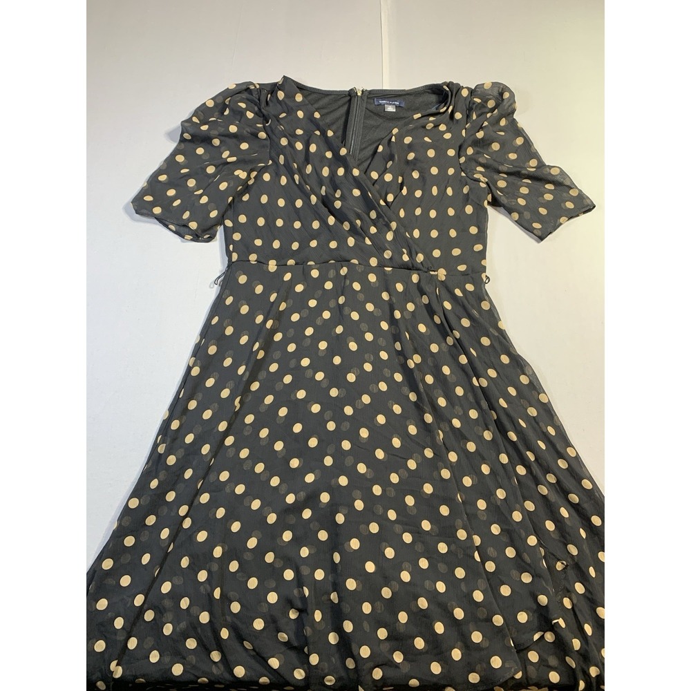 Tommy Hilfiger‎ Women's Black Collared-v-Neck Tie-Waist Dress Petite Size 12